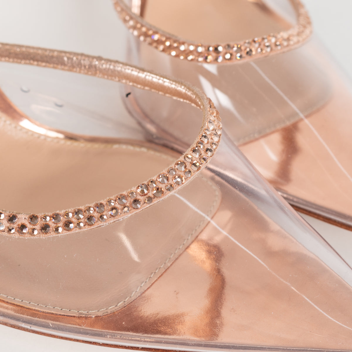 Gianvito Rossi Rose Gold Leif Plexi Trasp Diamante Shoes