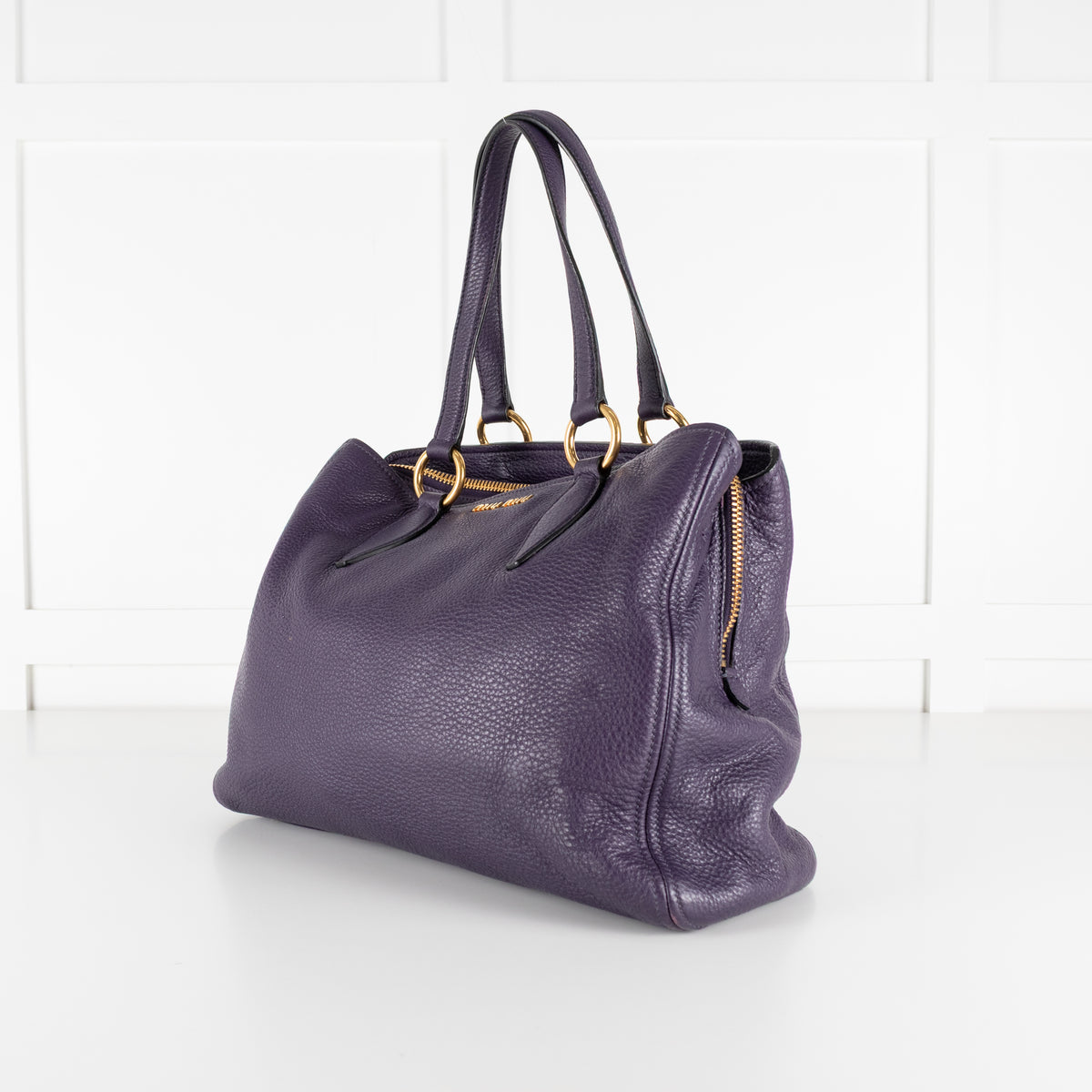 Miu Miu Purple Pebbled Leather Bag