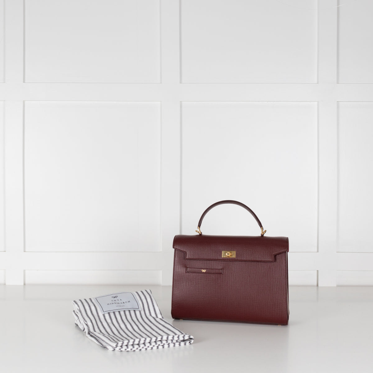 Anya Hindmarch Crosshatch Borolo Red Mortimer Top Handle Bag