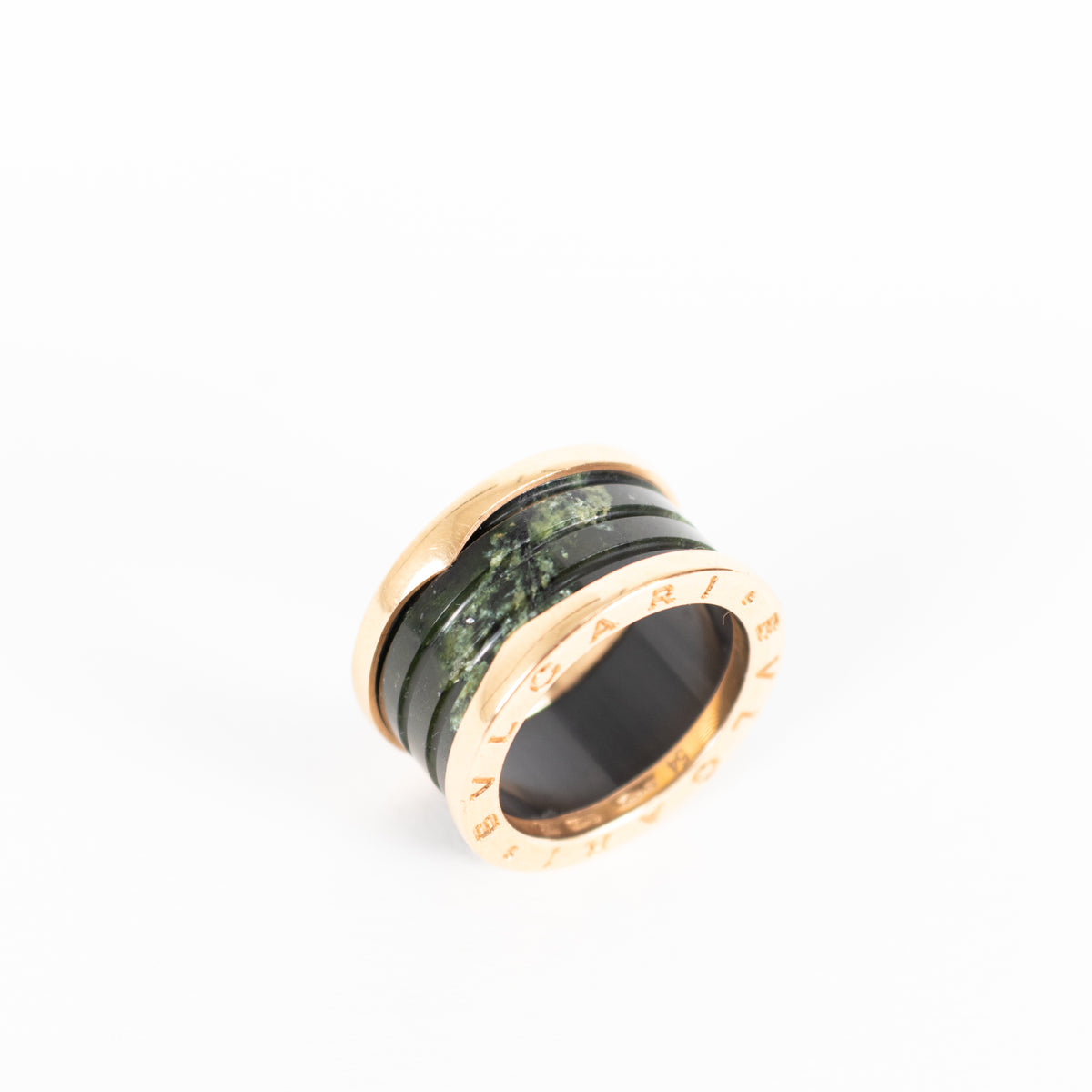 Bvlgari Green Ceramic & 18k Yellow Gold B.Zero Ring