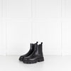 Fendi Logo Embossed Black Leather Chelsea Boots