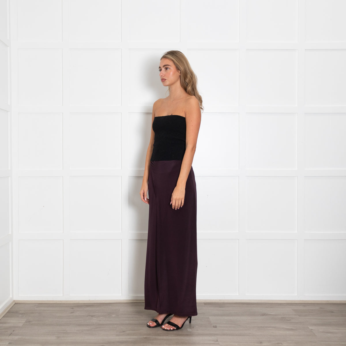 Raey Burgundy Silk Long Pencil Skirt