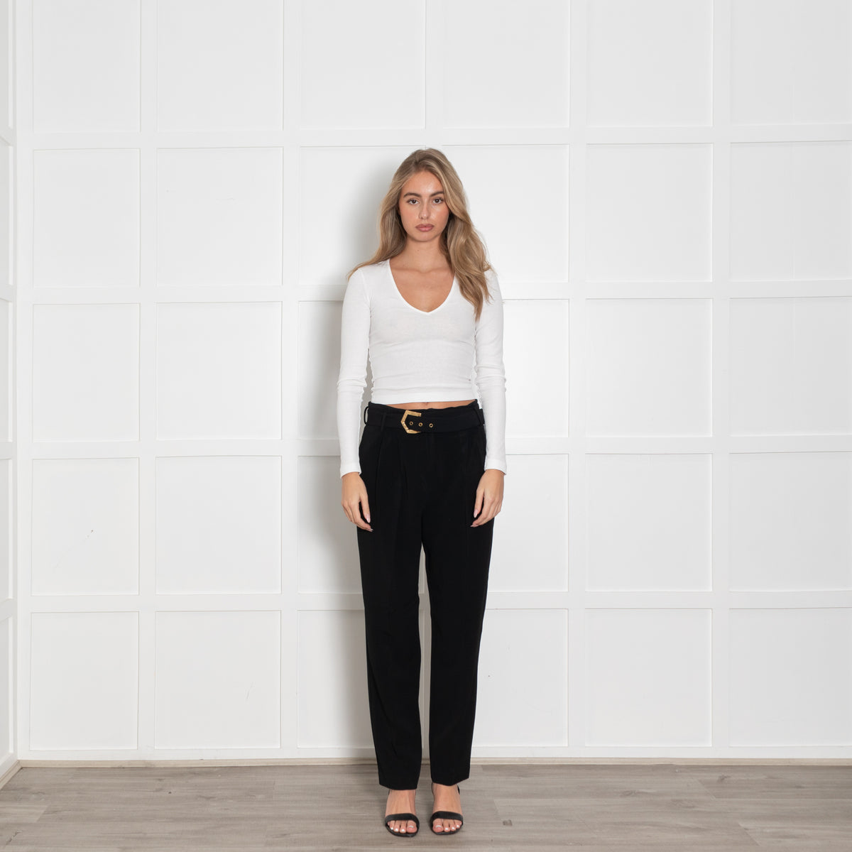 Violante Nessi Black Trousers With Gold Buckle Belt