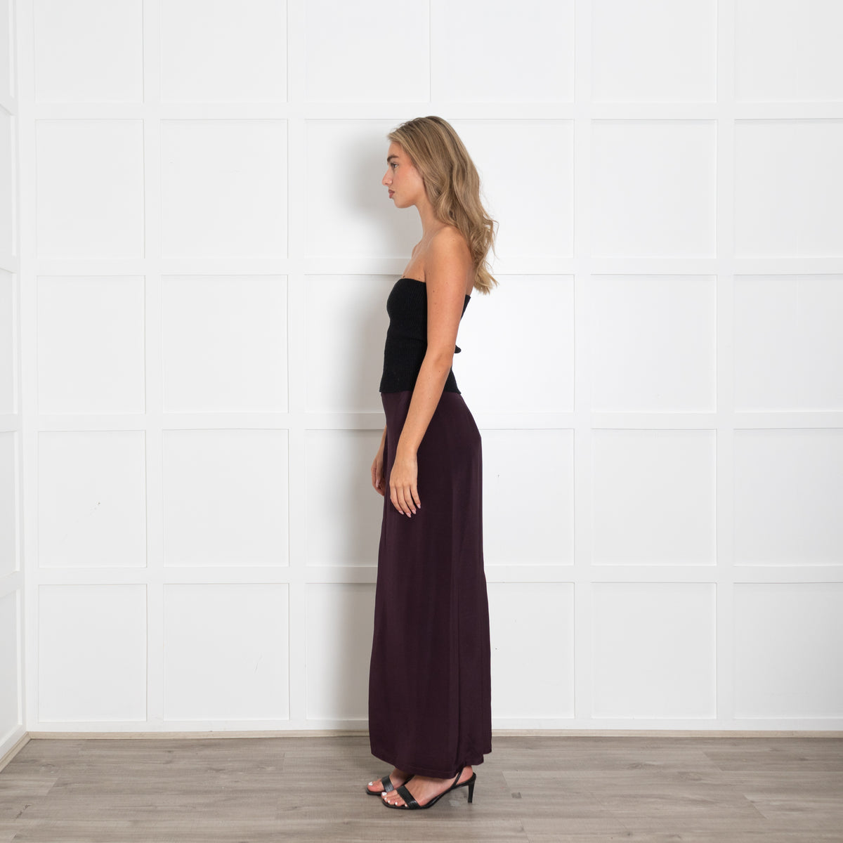 Raey Burgundy Silk Long Pencil Skirt