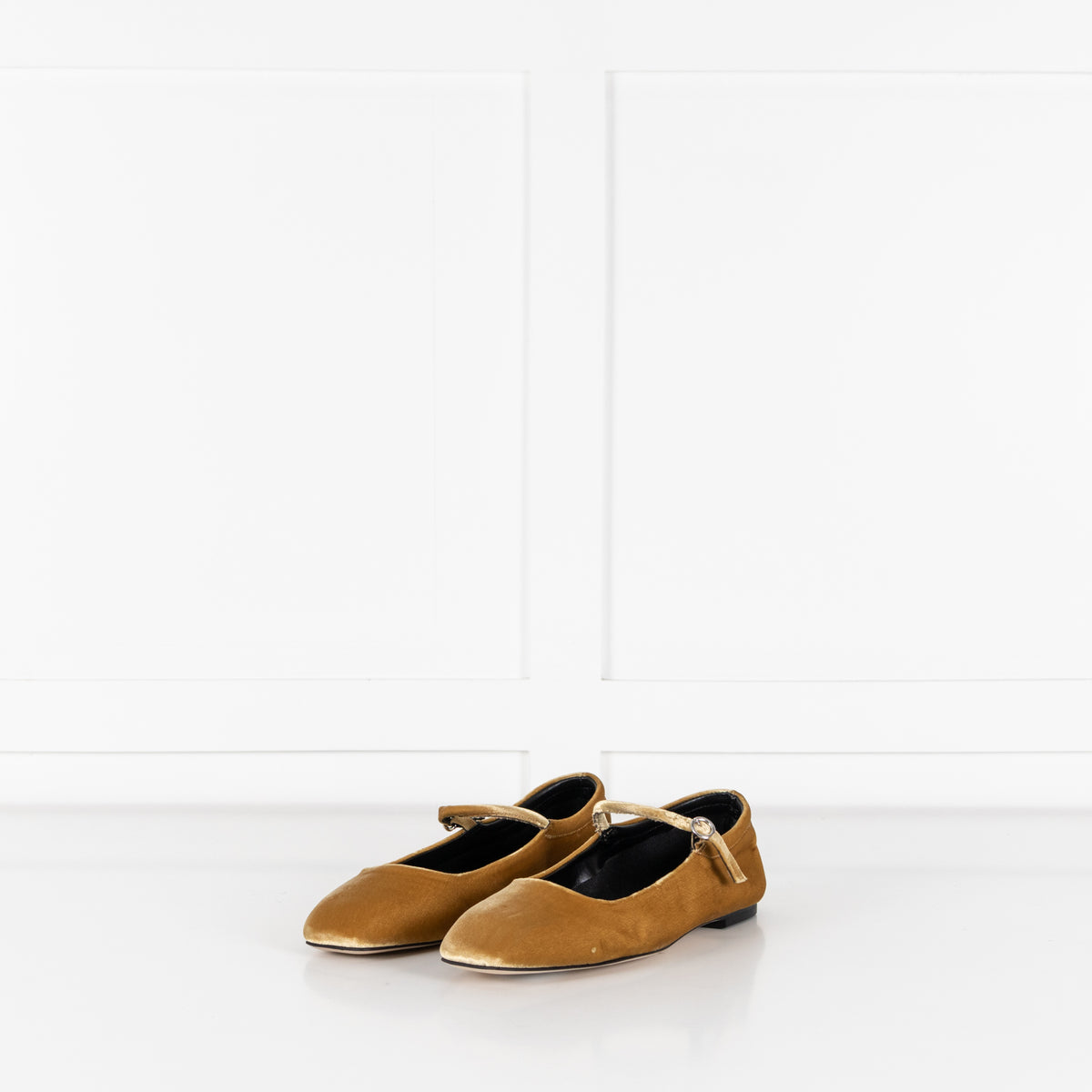 Aeyde Gold Velvet Ballet Shoes