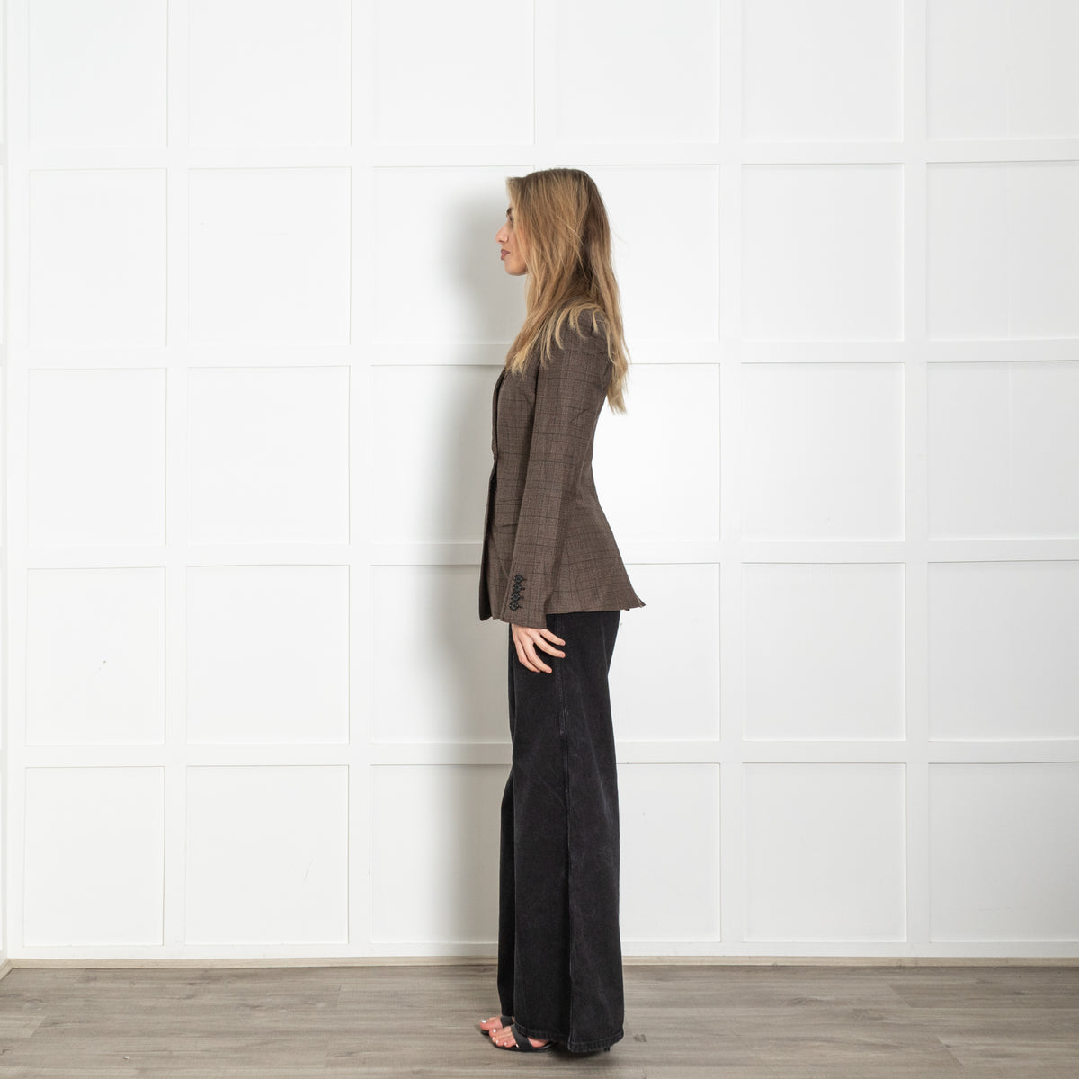 Burberry Dark Brown Check Single Breasted Blazer