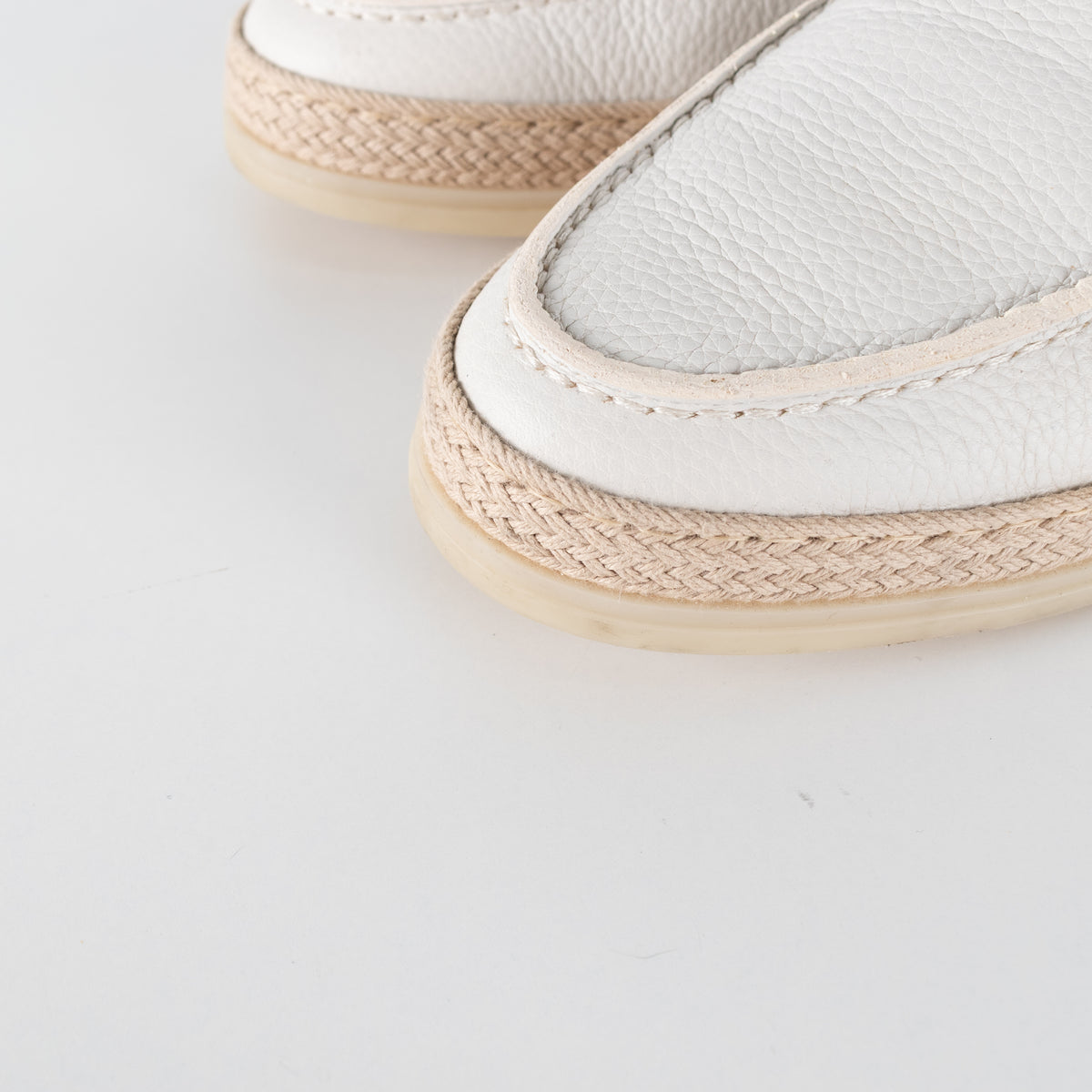Tod's White Raffia Trimmed Leather Loafers