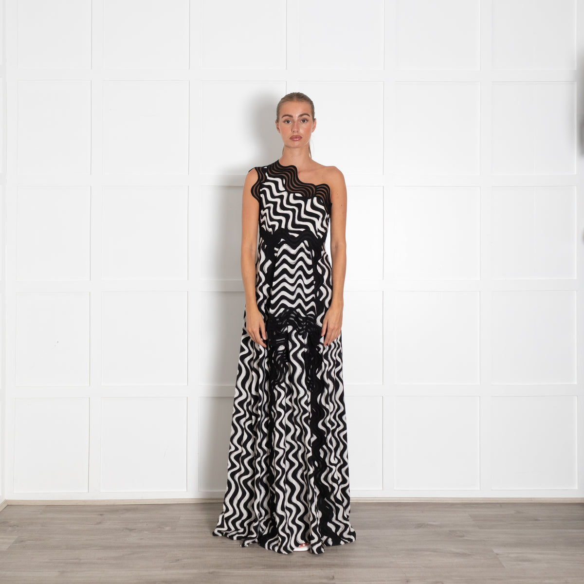 Stella McCartney Black And White Silk  Maxi Dress