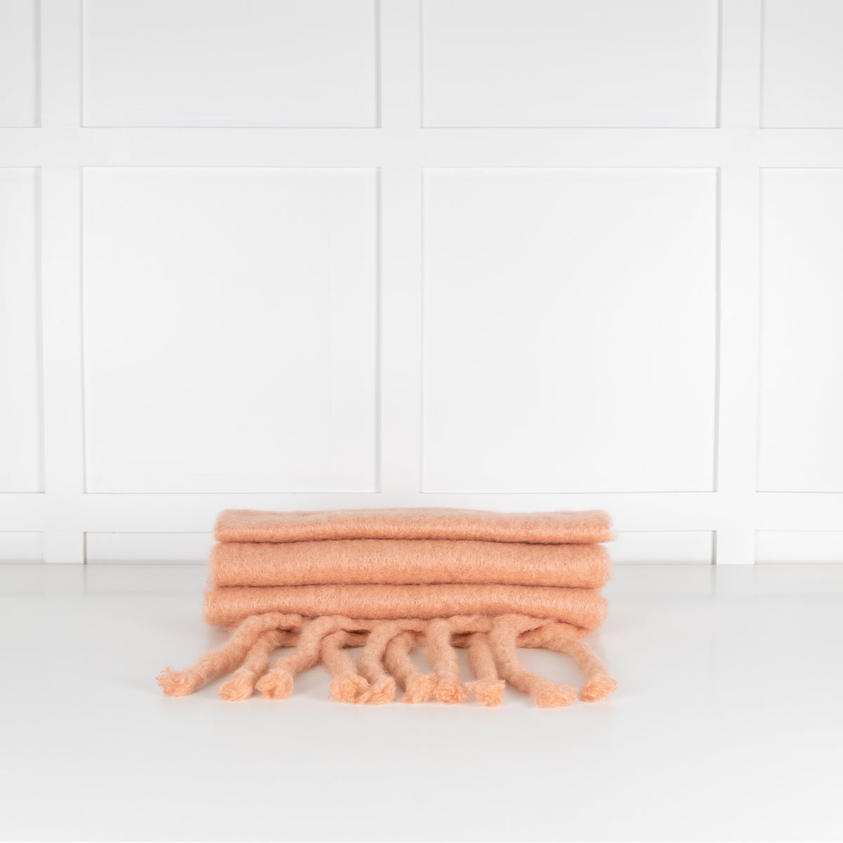 Jil Sander Peach Mohair And Wool Scarf With Giant Fringe