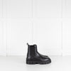 Fendi Logo Embossed Black Leather Chelsea Boots