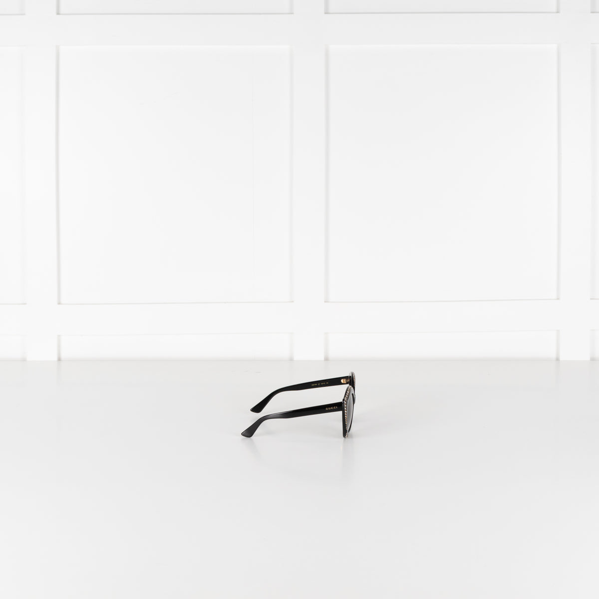Gucci Black Diamante Embellished Oversized Cat Eye Sunglasses