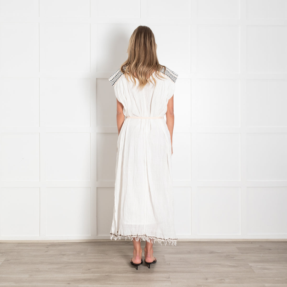 LemLem White Cotton Gauze Oversized Kaftan with Tassles edges