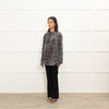 Equipment Grey and Fuschia Animal Print Silk Shirt