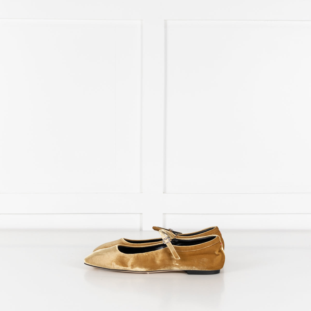 Aeyde Gold Velvet Ballet Shoes