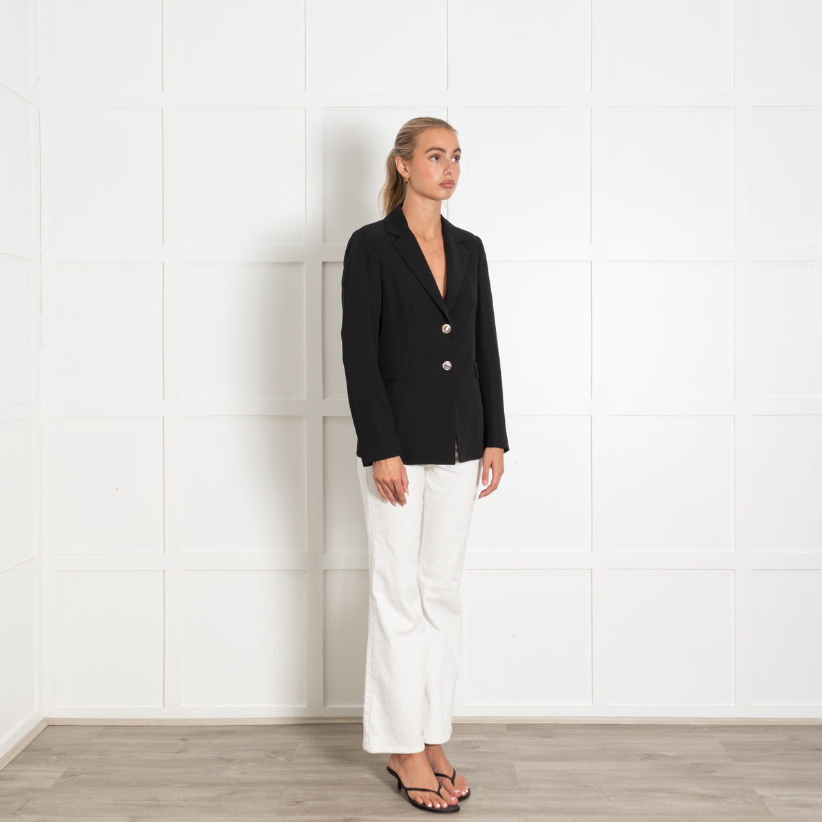 Liu Jo Black Lightweight Blazer With Gold Buttons