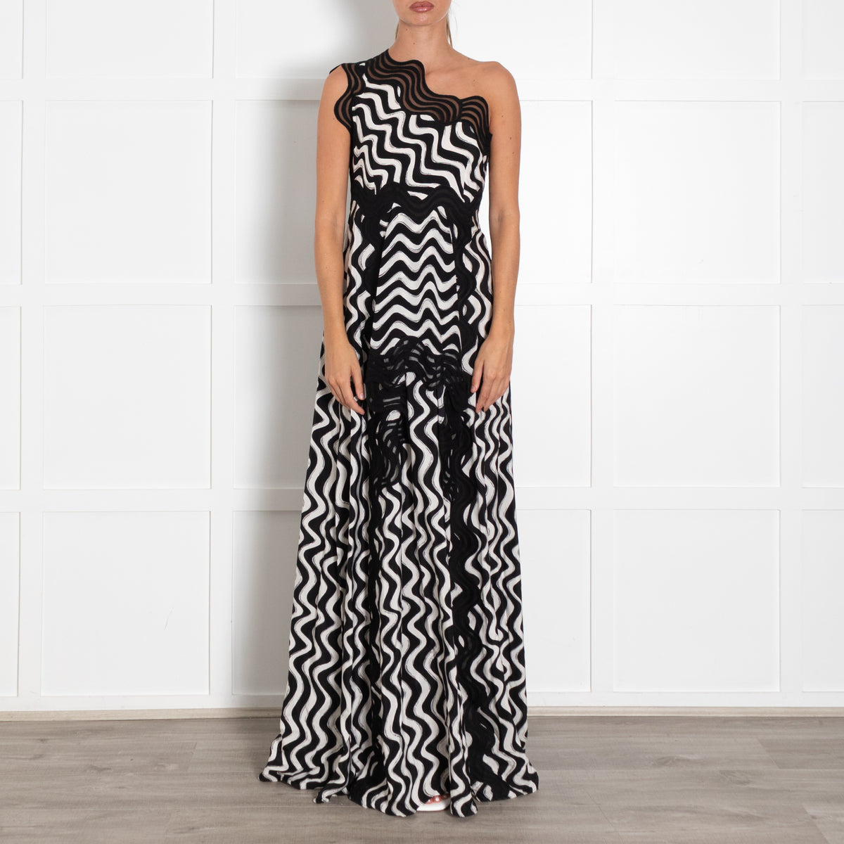 Stella McCartney Black And White Silk  Maxi Dress