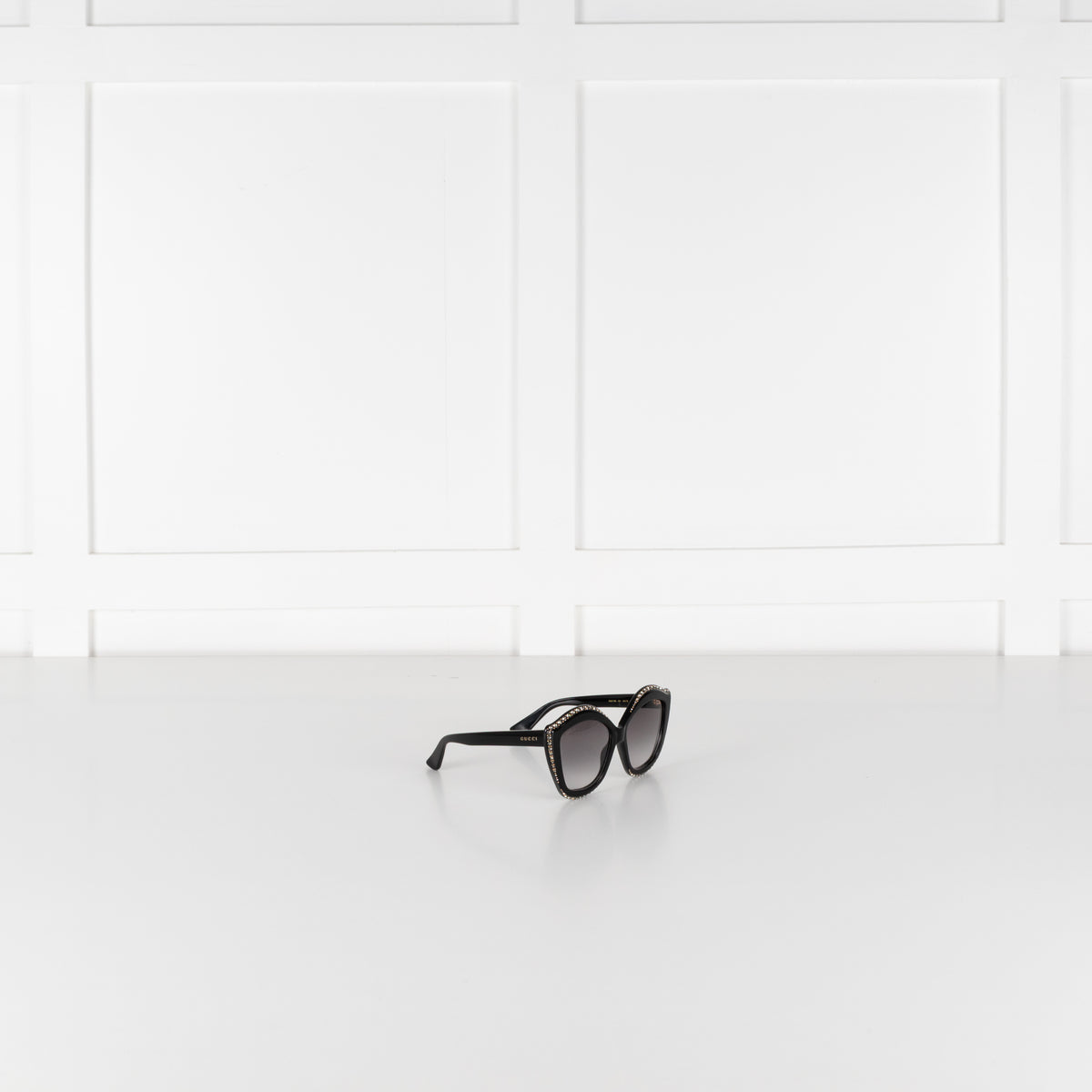 Gucci Black Diamante Embellished Oversized Cat Eye Sunglasses