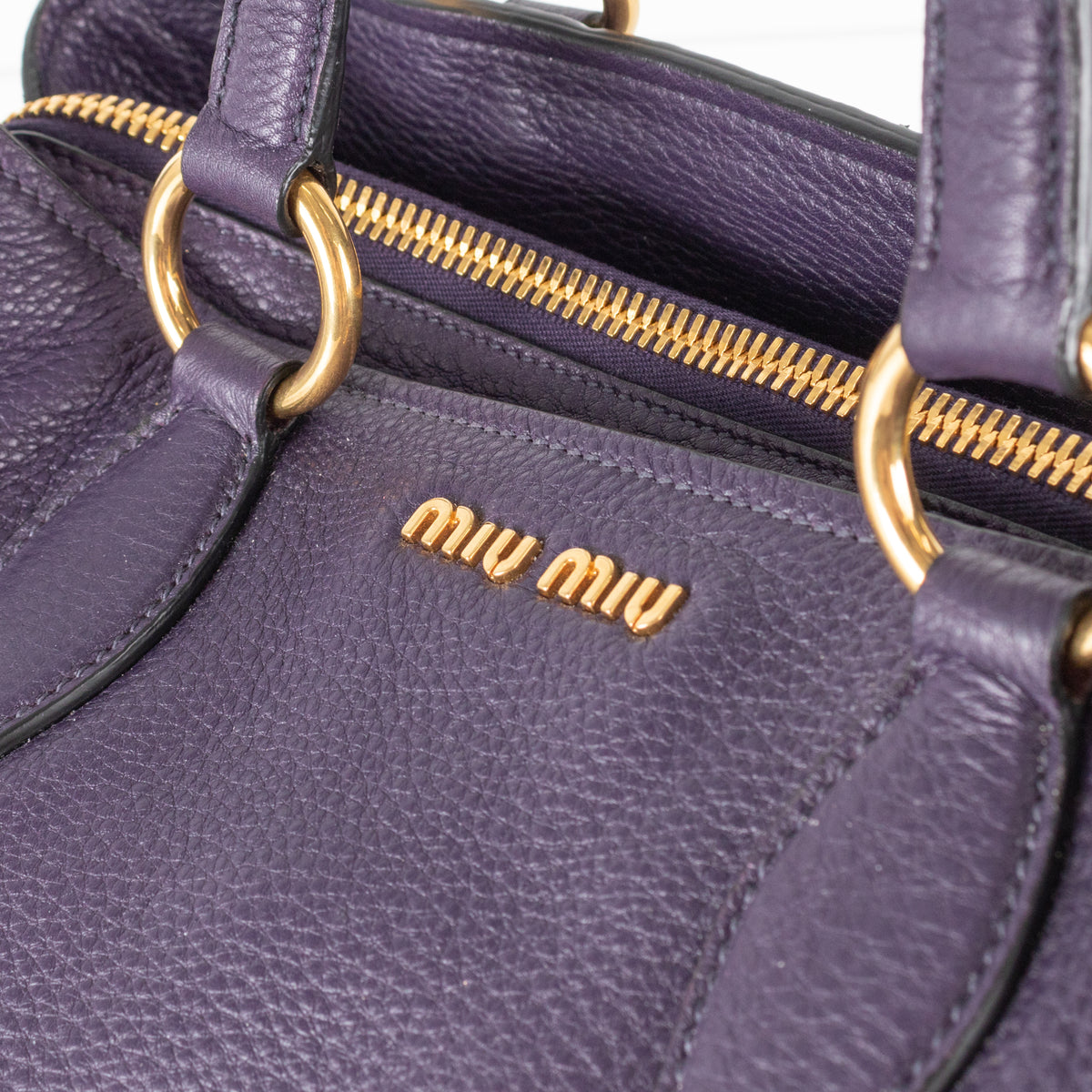 Miu Miu Purple Pebbled Leather Bag