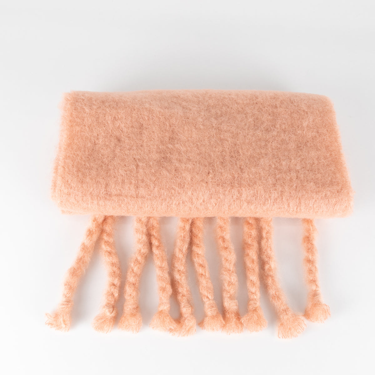 Jil Sander Peach Mohair And Wool Scarf With Giant Fringe
