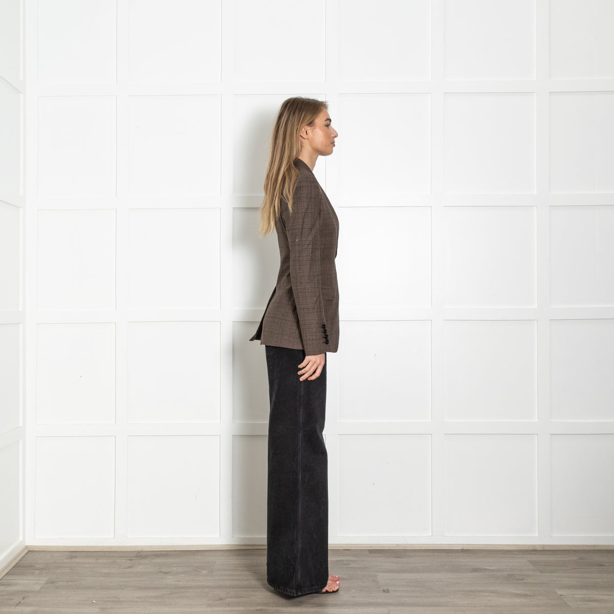 Burberry Dark Brown Check Single Breasted Blazer