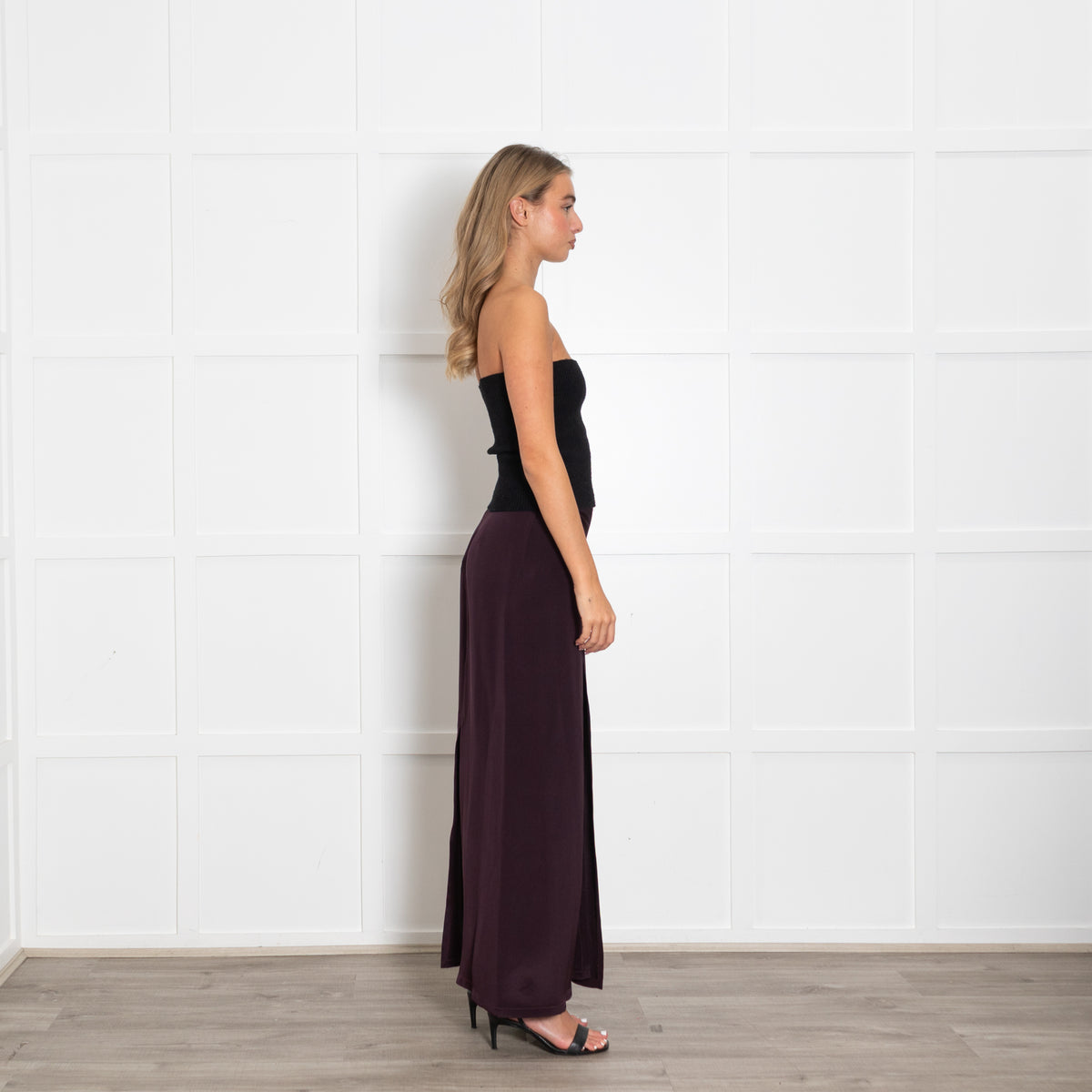 Raey Burgundy Silk Long Pencil Skirt