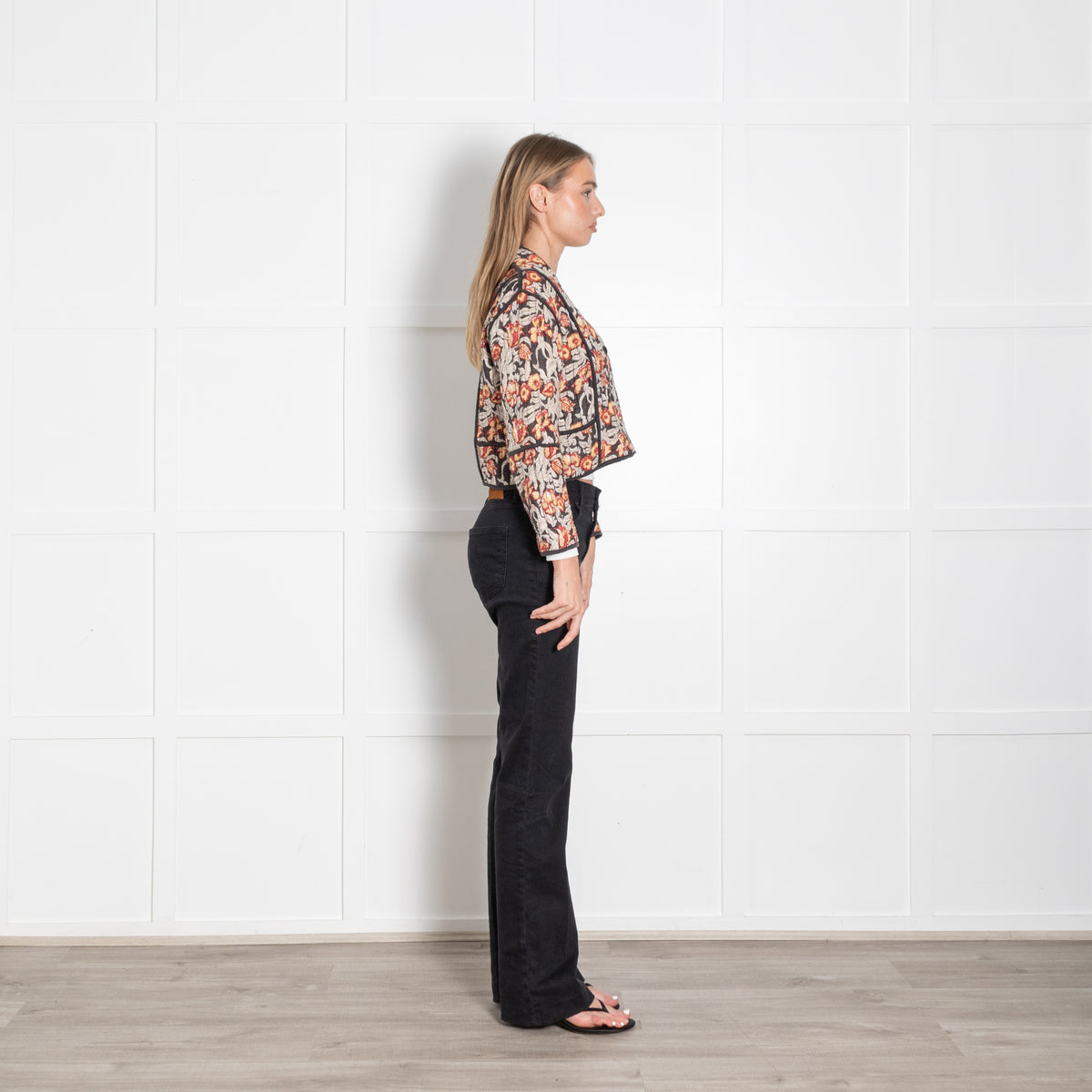 Maison Hotel Grey Cream Rust Floral Quilted Jacket