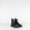 Fendi Logo Embossed Black Leather Chelsea Boots