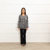 Orwell and Austen Grey Wool Mix Motif Cardigan