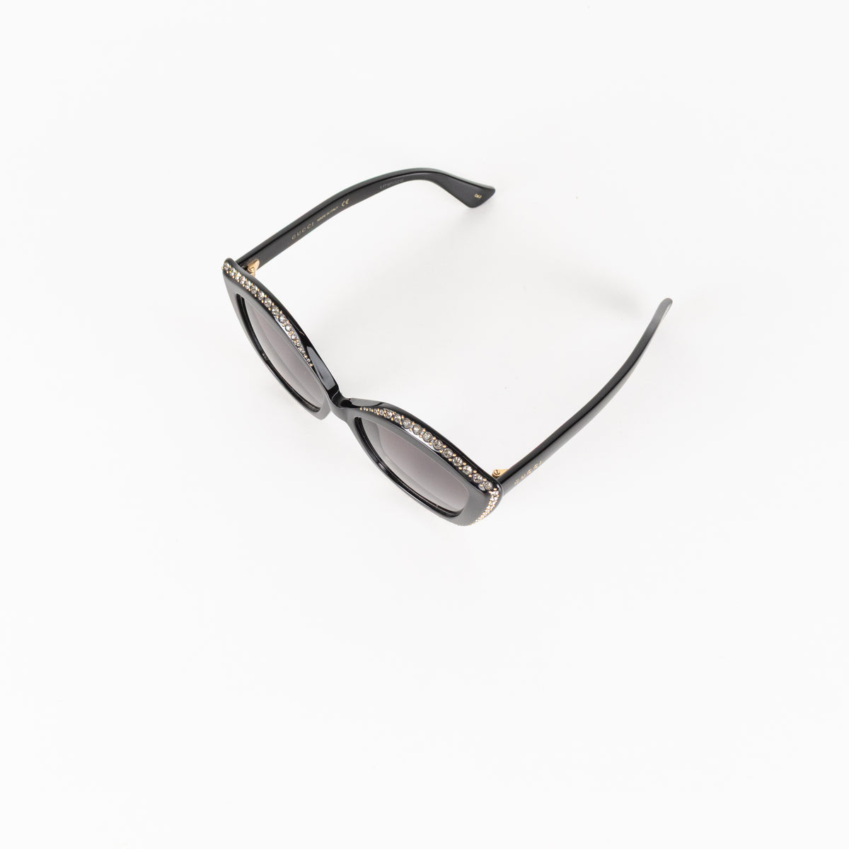 Gucci Black Diamante Embellished Oversized Cat Eye Sunglasses