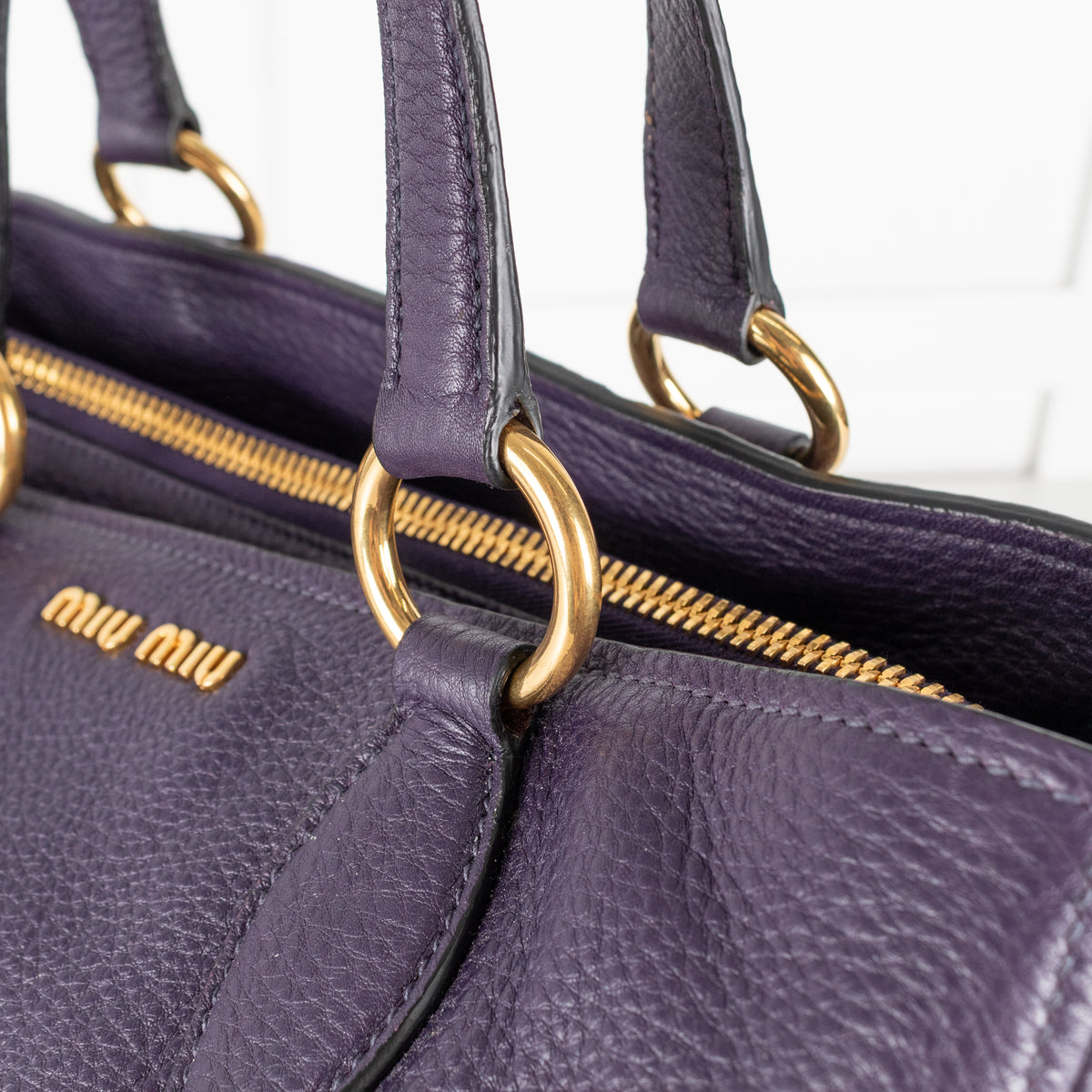 Miu Miu Purple Pebbled Leather Bag