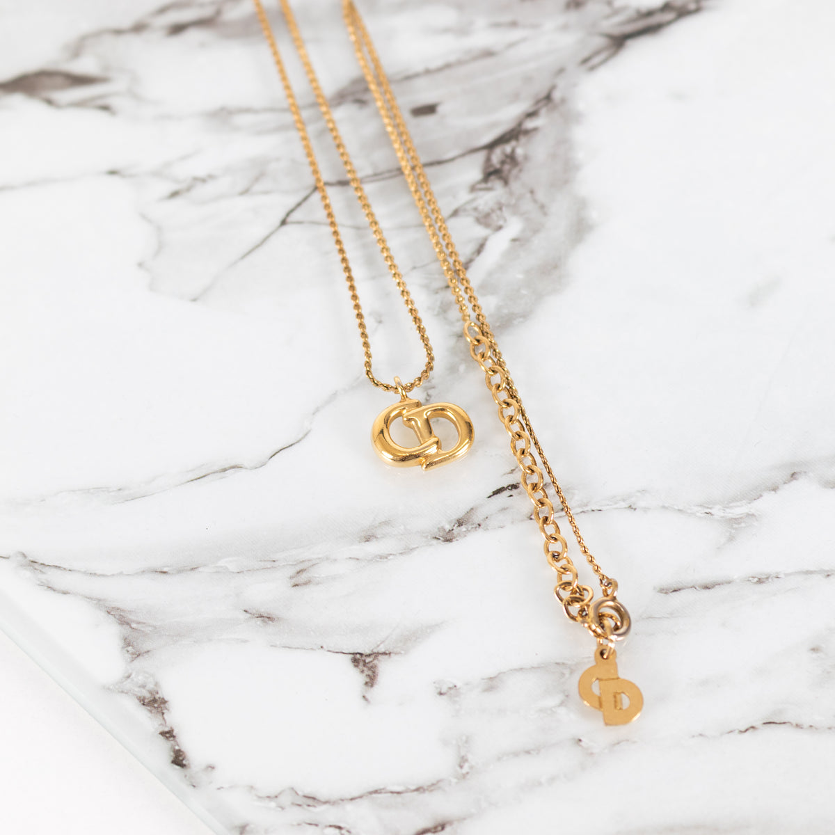 Dior Snake Chain Gold Tone CD Necklace