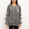 Orwell and Austen Grey Wool Mix Motif Cardigan