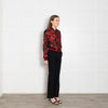 Alice + Olivia Black Red Floral Jacquard Bomber Jacket
