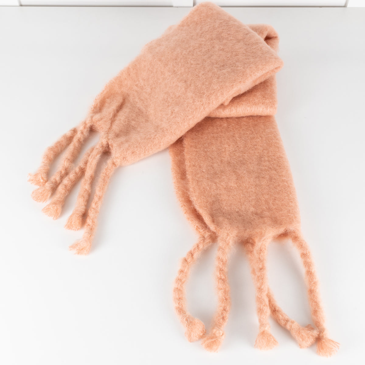 Jil Sander Peach Mohair And Wool Scarf With Giant Fringe