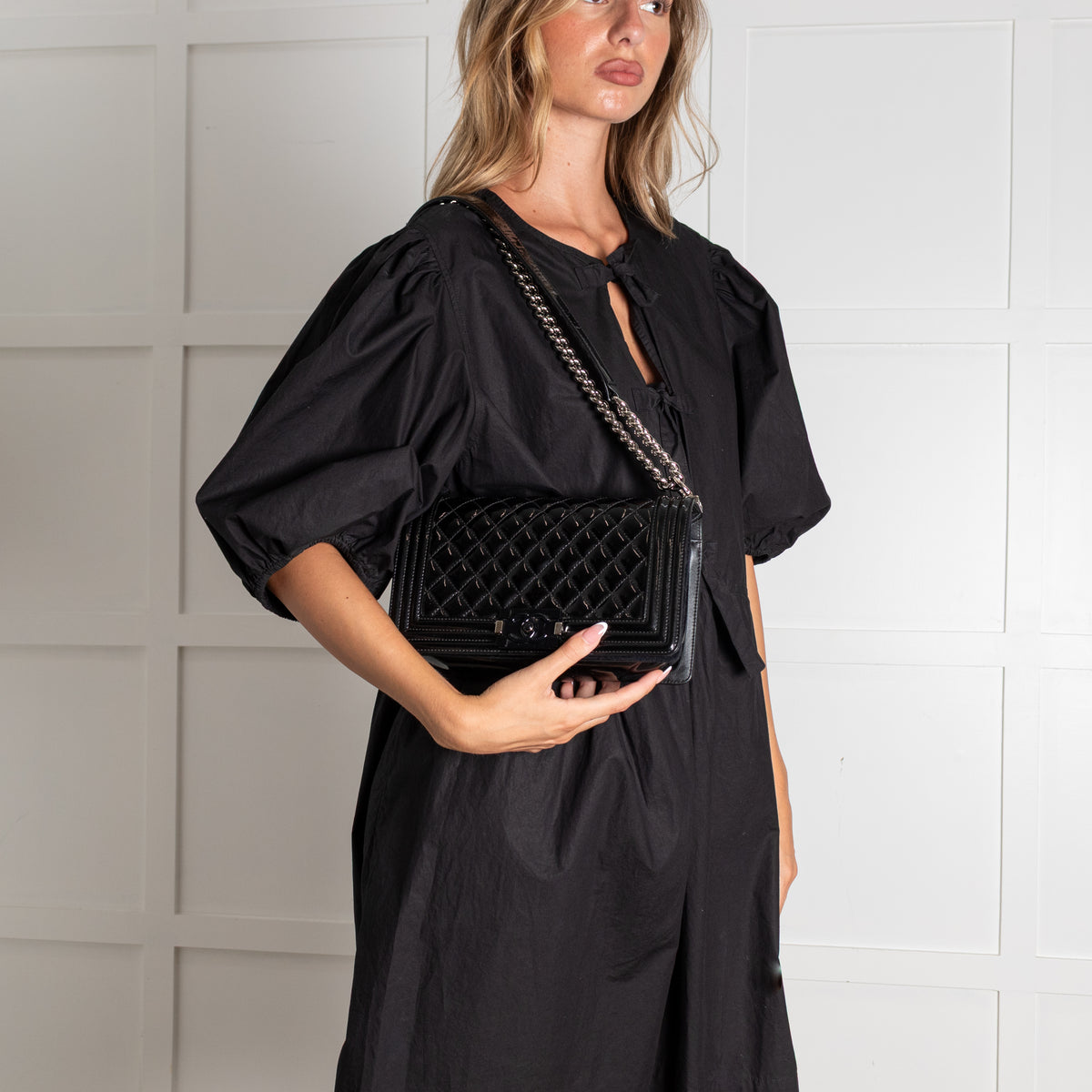 Chanel Black Patent Leather Boy Flap bag