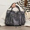 Balenciaga Grey Crushed Leather City Bag