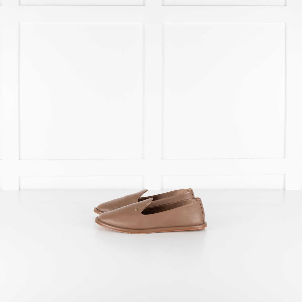 Max Mara Brown Leather Leen Slippers