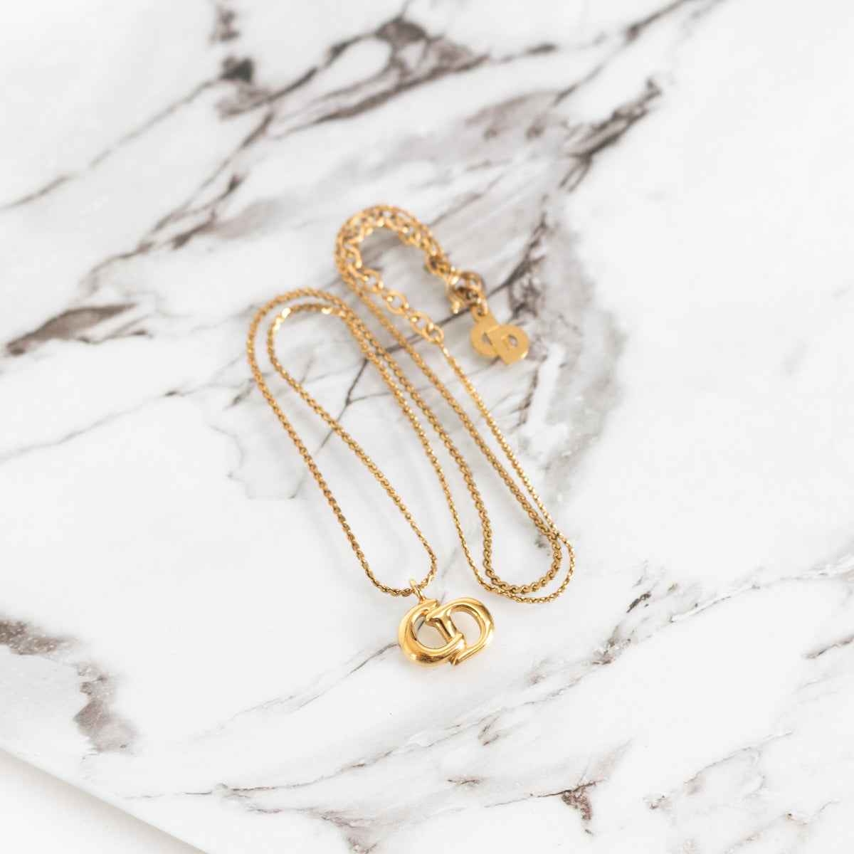 Dior Snake Chain Gold Tone CD Necklace