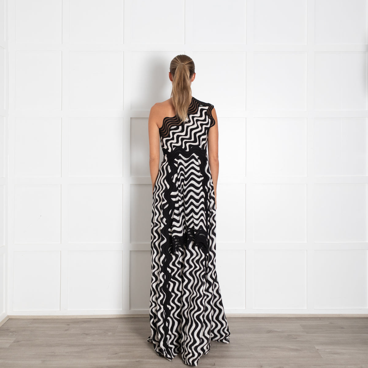 Stella McCartney Black And White Silk  Maxi Dress