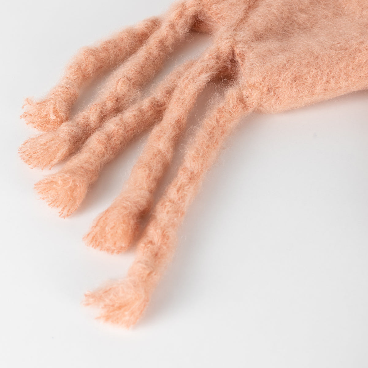 Jil Sander Peach Mohair And Wool Scarf With Giant Fringe