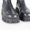 Fendi Logo Embossed Black Leather Chelsea Boots