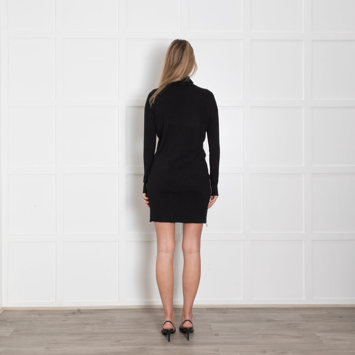 Michael By Michael Kors Black Knit Side Zip Mini Dress