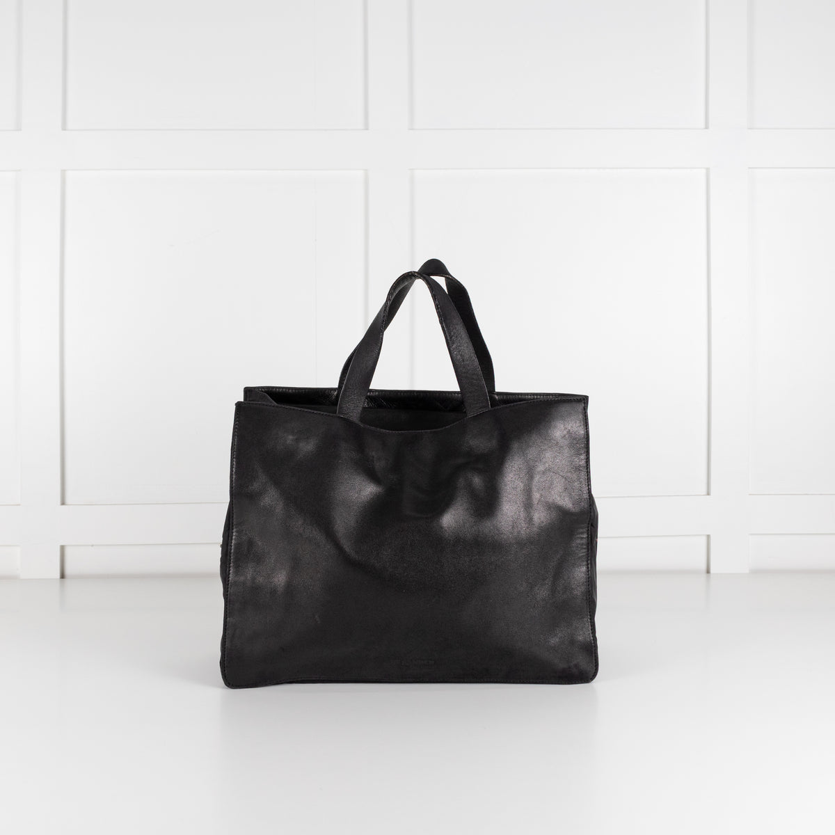 Jil Sander Black Leather Nylon Tote Bag
