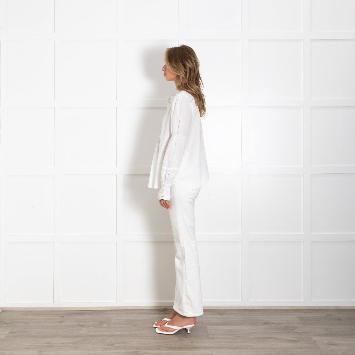 Me + Em White Shirt With Frill Neck