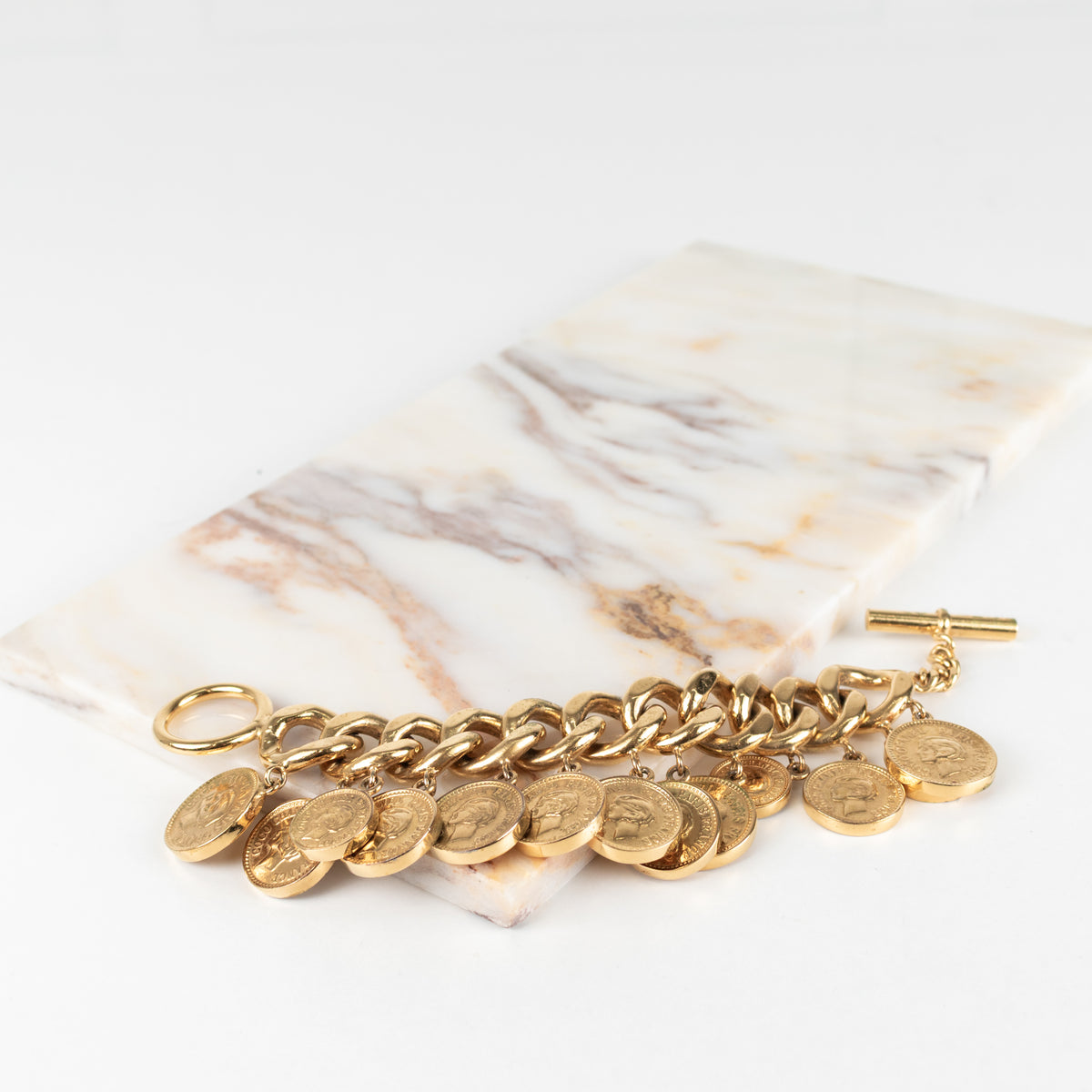 Chanel Gold Coco Mark Coin Motif Bracelet