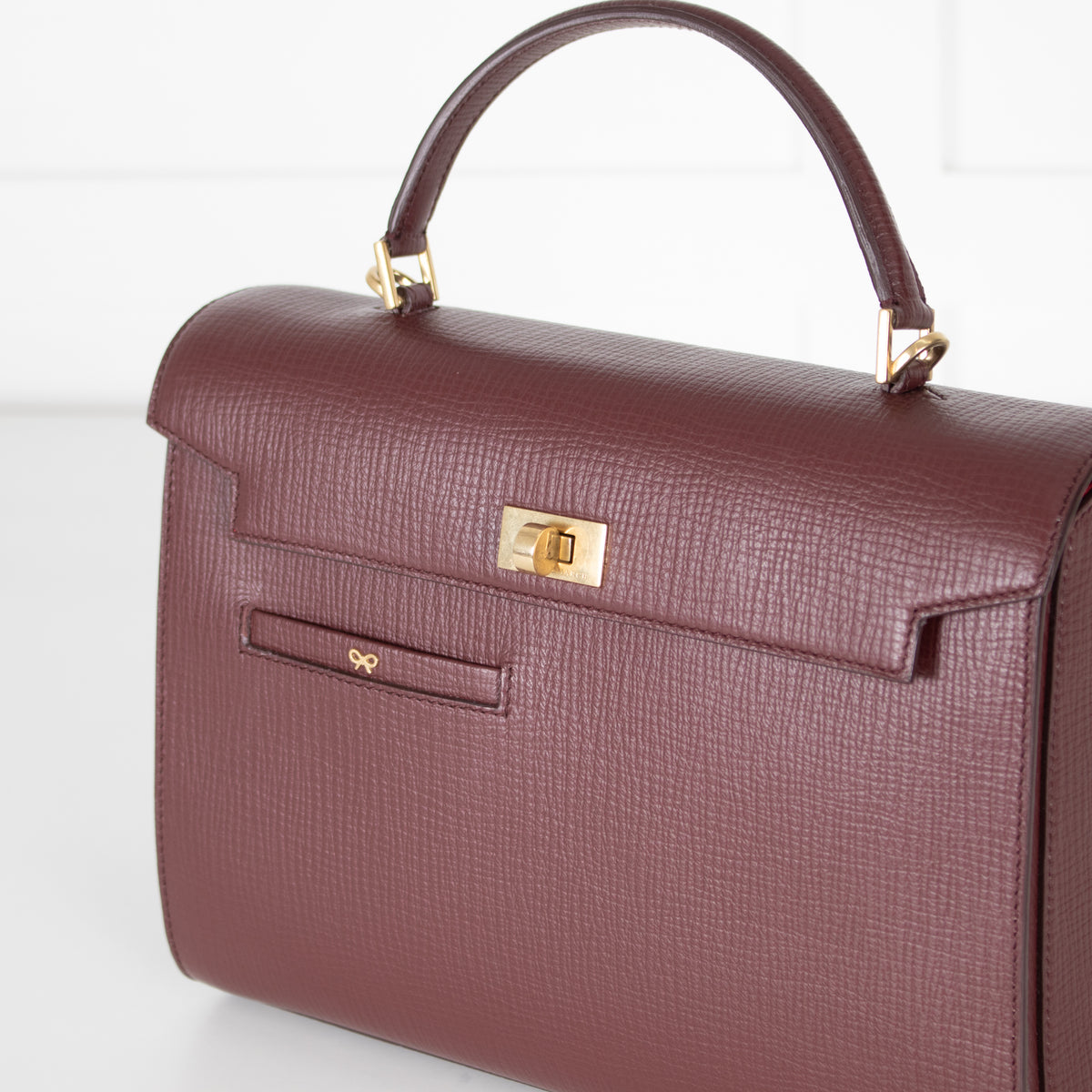 Anya Hindmarch Crosshatch Borolo Red Mortimer Top Handle Bag