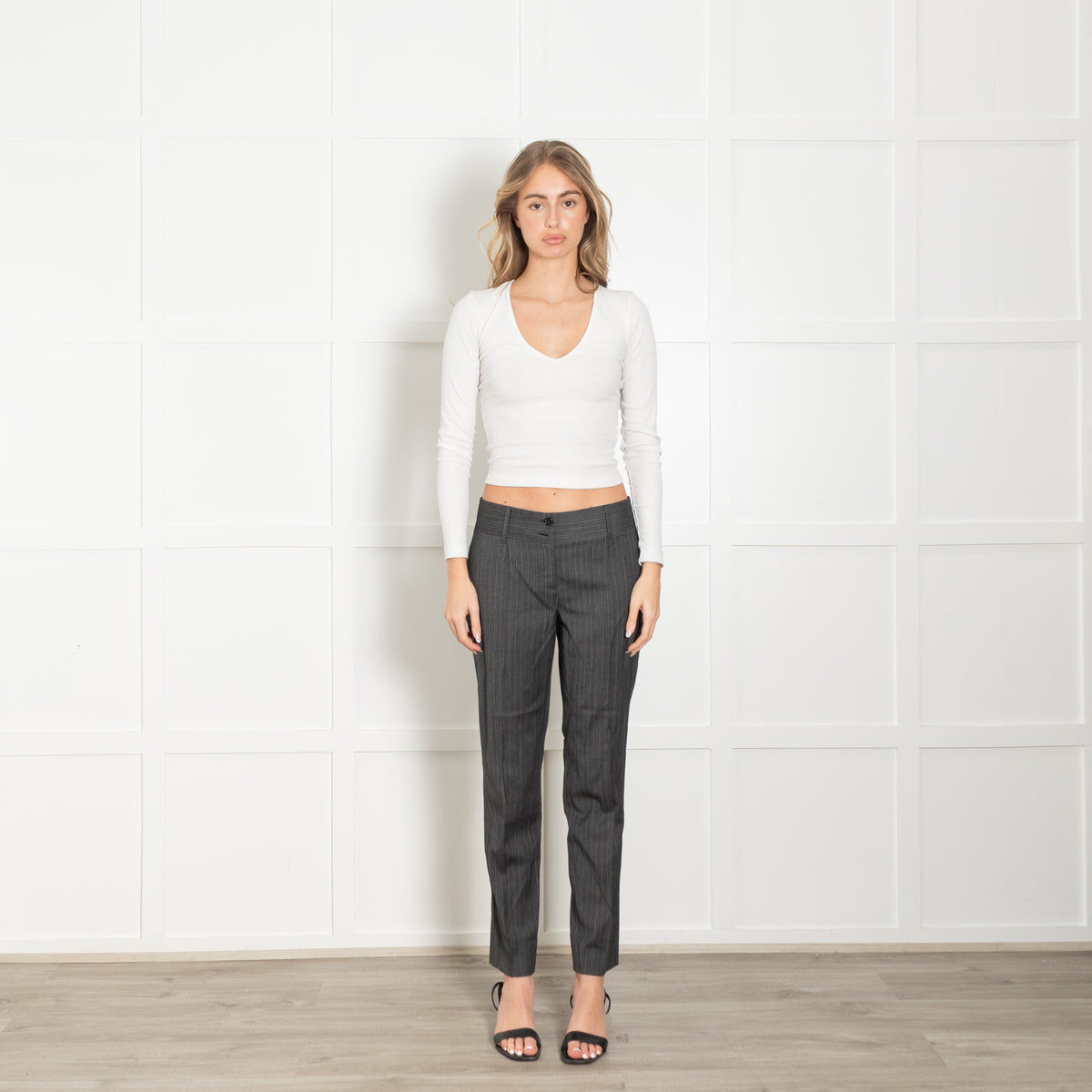 Dolce & Gabbana Grey Pinstripe Slim Leg Trousers