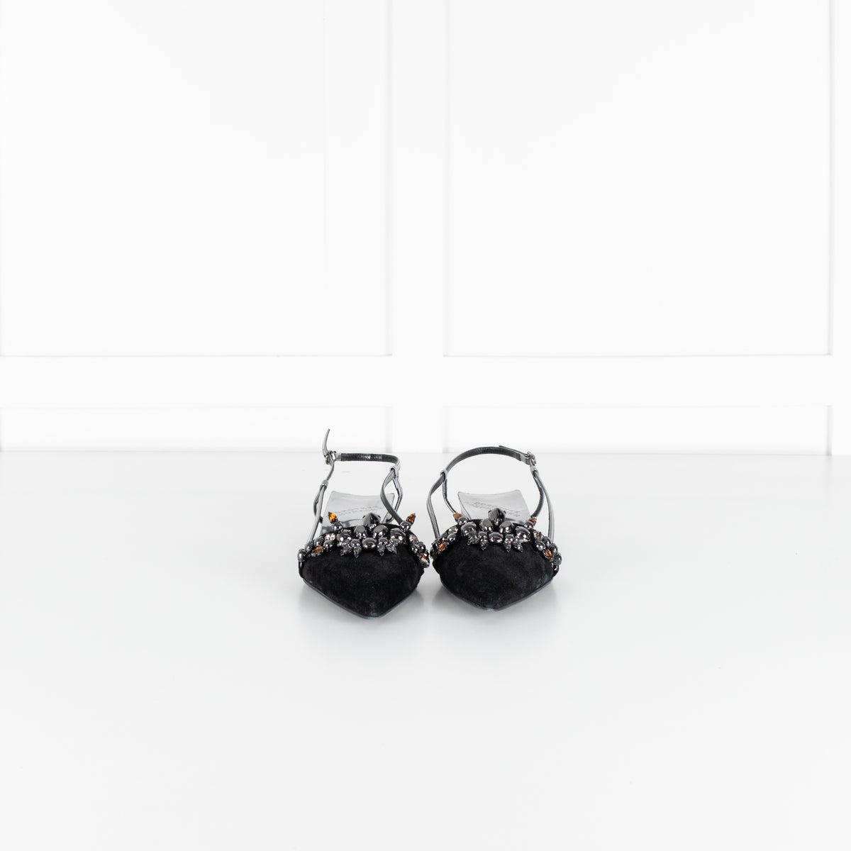 Dorothy Schumacher Summer Ballerina Jewelled Black Suede Sling Back Pump