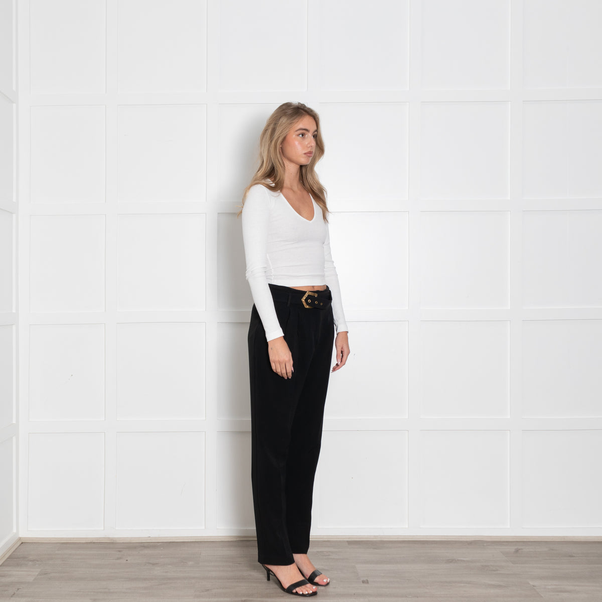 Violante Nessi Black Trousers With Gold Buckle Belt