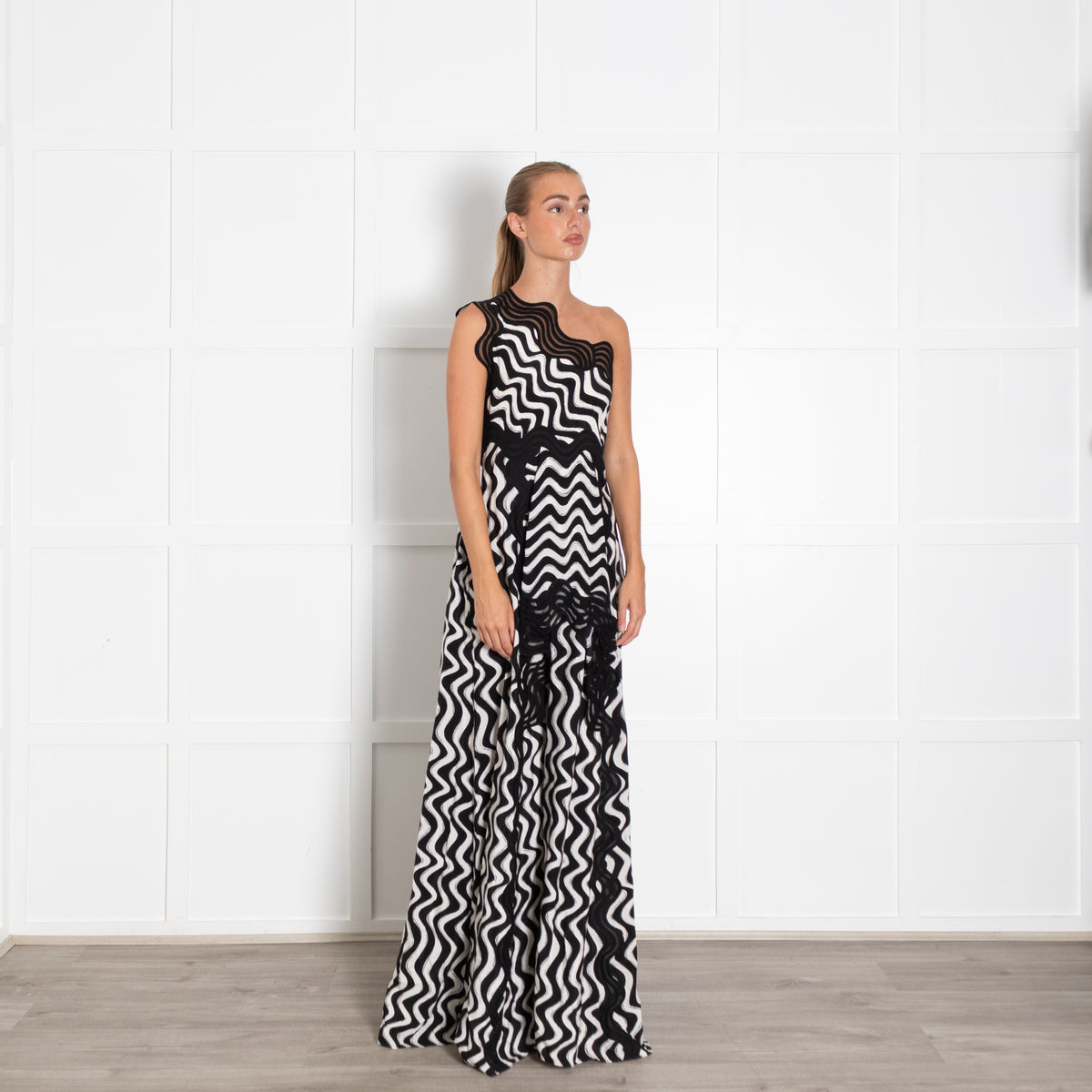 Stella McCartney Black And White Silk  Maxi Dress